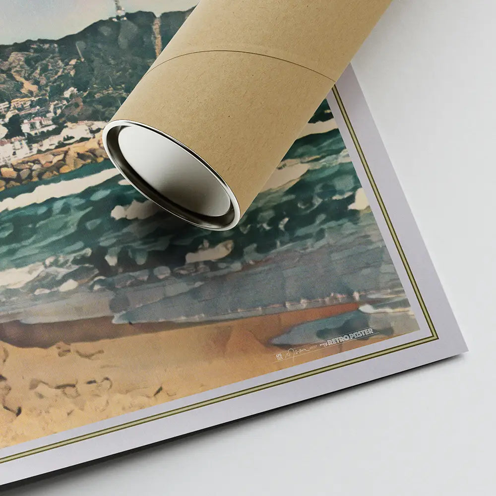 Sitges Summer Memories landscape poster by Alecse packaged in an eco-friendly reinforced shipping tube