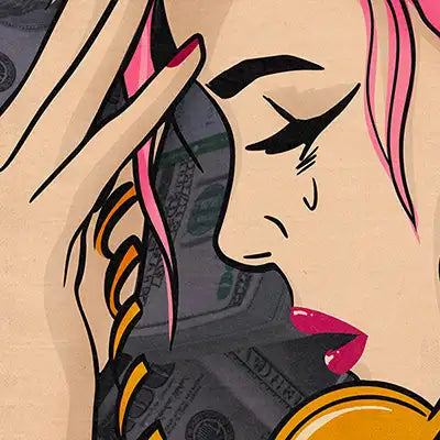 Retro pop art woman illustration in pink and black from the Soft Pop Studio collection
