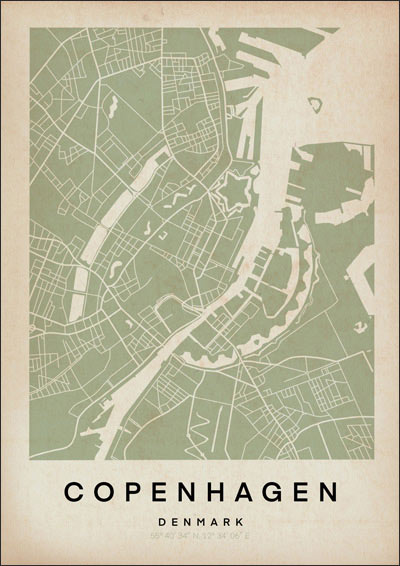 Póster del Mapa de Copenhague