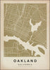 Vintage Oakland Map Art Print by Cha, The Wanderer Maps™, limited edition monochrome