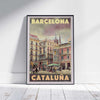 Limited edition 'Angel Square' Barcelona poster by Alecse capturing the city's vibrant street scene