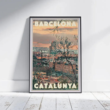 Framed vintage Barcelona Winter poster wall art print