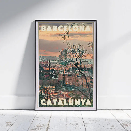 Framed vintage Barcelona Winter poster wall art print