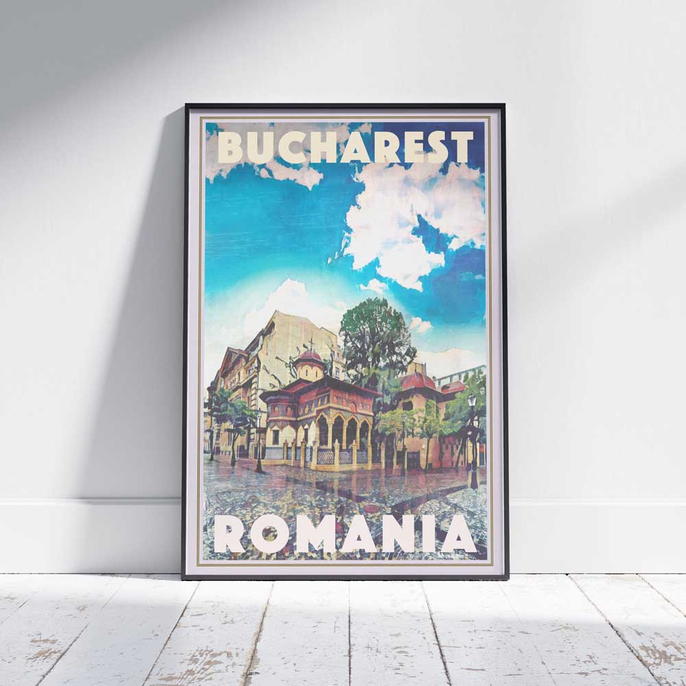 Limited edition 'Bucharest Poster Romania' by Alecse, depicting the city's scenic beauty with artistic flair