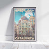 Casa Batllo Barcelona Poster by Alecse framed on white wooden floor