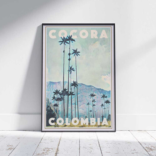 Cocora Valley Colombia Poster in Frame - Limited Edition Palm Trees Art on Wooden Floor