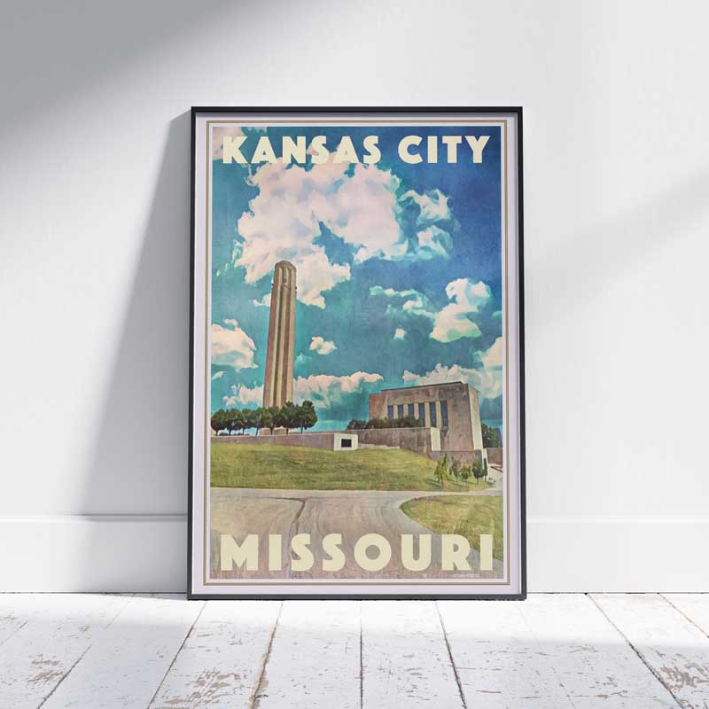 Liberty Memorial Kansas City poster by Alecse, showcasing the historic monument in vivid detail against a dramatic sky