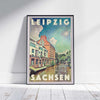 Limited edition 'Elster' travel poster of Leipzig canals by Alecse, showcasing the city's allure