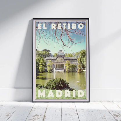 Interior mockup of the El Retiro Madrid travel poster by Alecse
