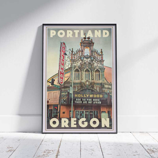 Affiche de Portland Hollywood Theatre, Oregon Affiche de voyage vintage