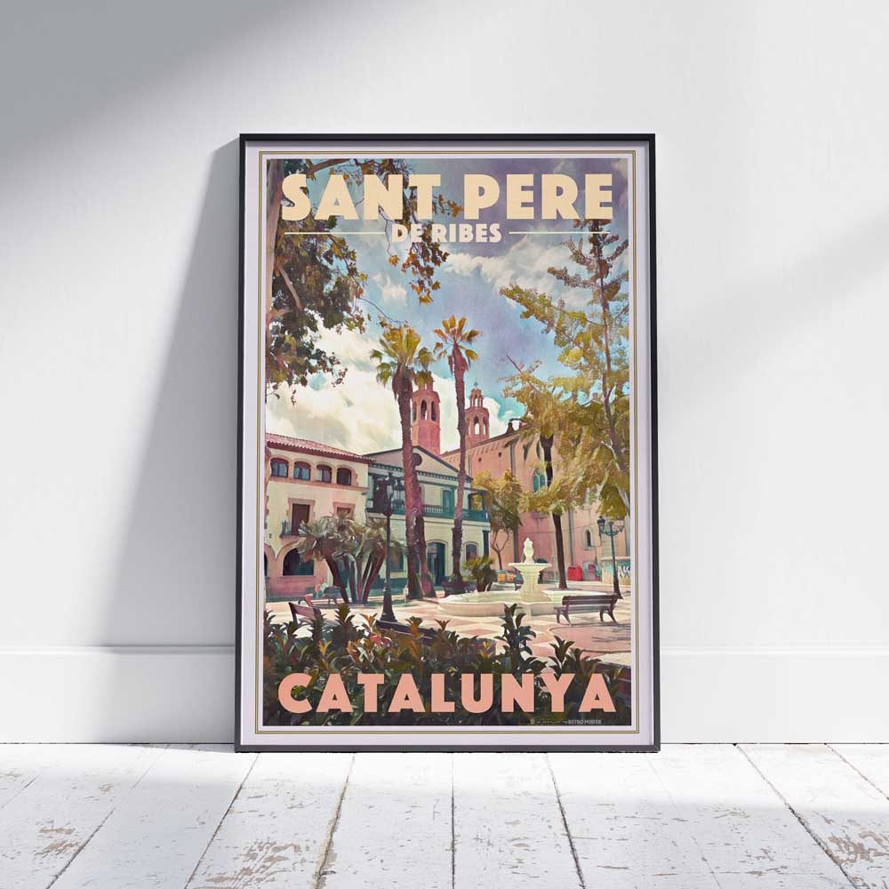 The 'Sant Pere de Ribes' Poster by Alecse, enhancing a room with the cultural ambiance of the Catalan town