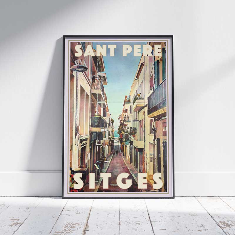 Sitges Poster Sant Pere, Spain Vintage Travel Poster by Alecse