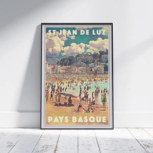 Framed St Jean de Luz summer travel poster wall decor