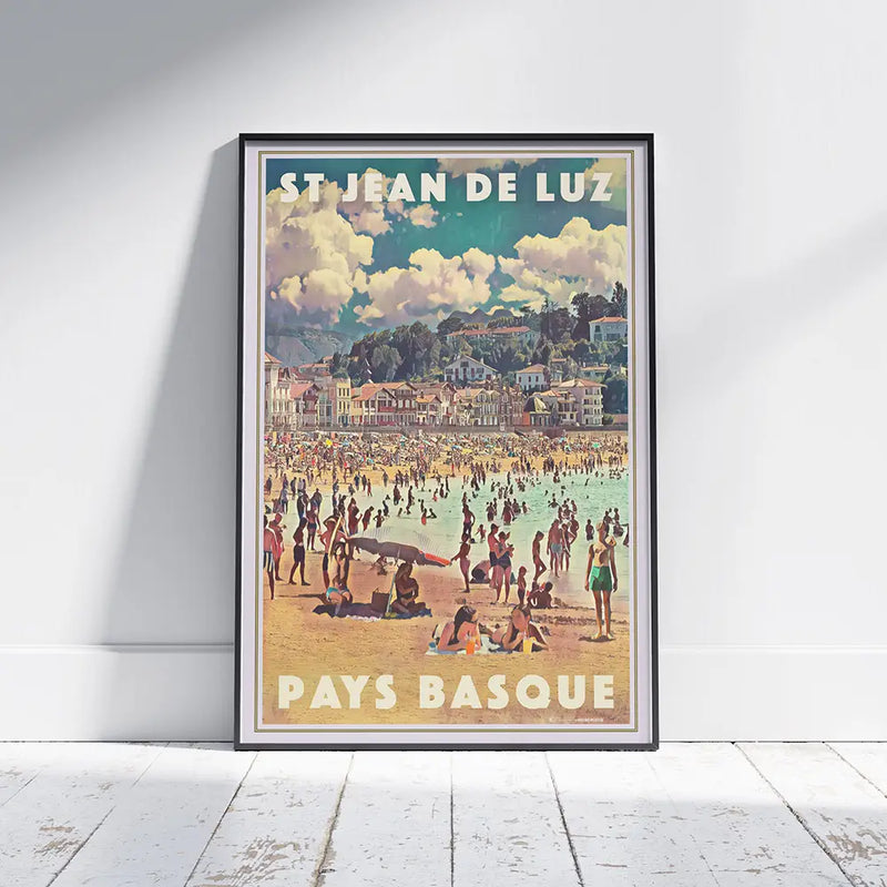 Framed St Jean de Luz summer travel poster wall decor