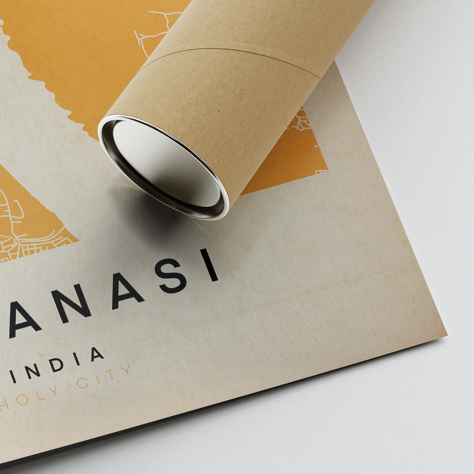 Corner of the Varanasi Map, Retro Map Art Print by Cha