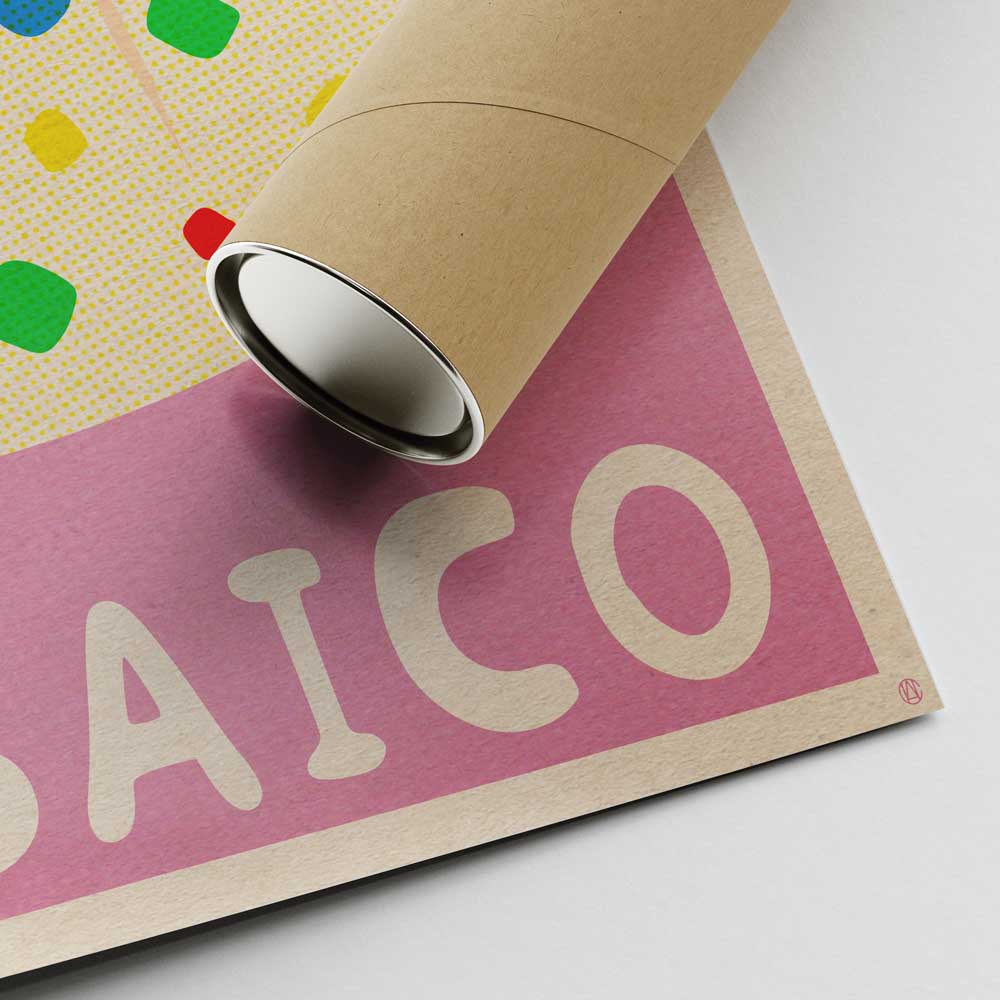 Gelatina Mosaico Print - Mexican Mosaic Dessert - Pastel 70's Colors - Secure Packaging