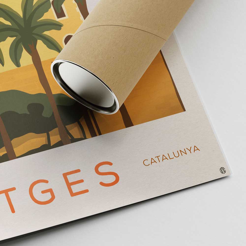 Corner of the Sitges poster and shipping tube