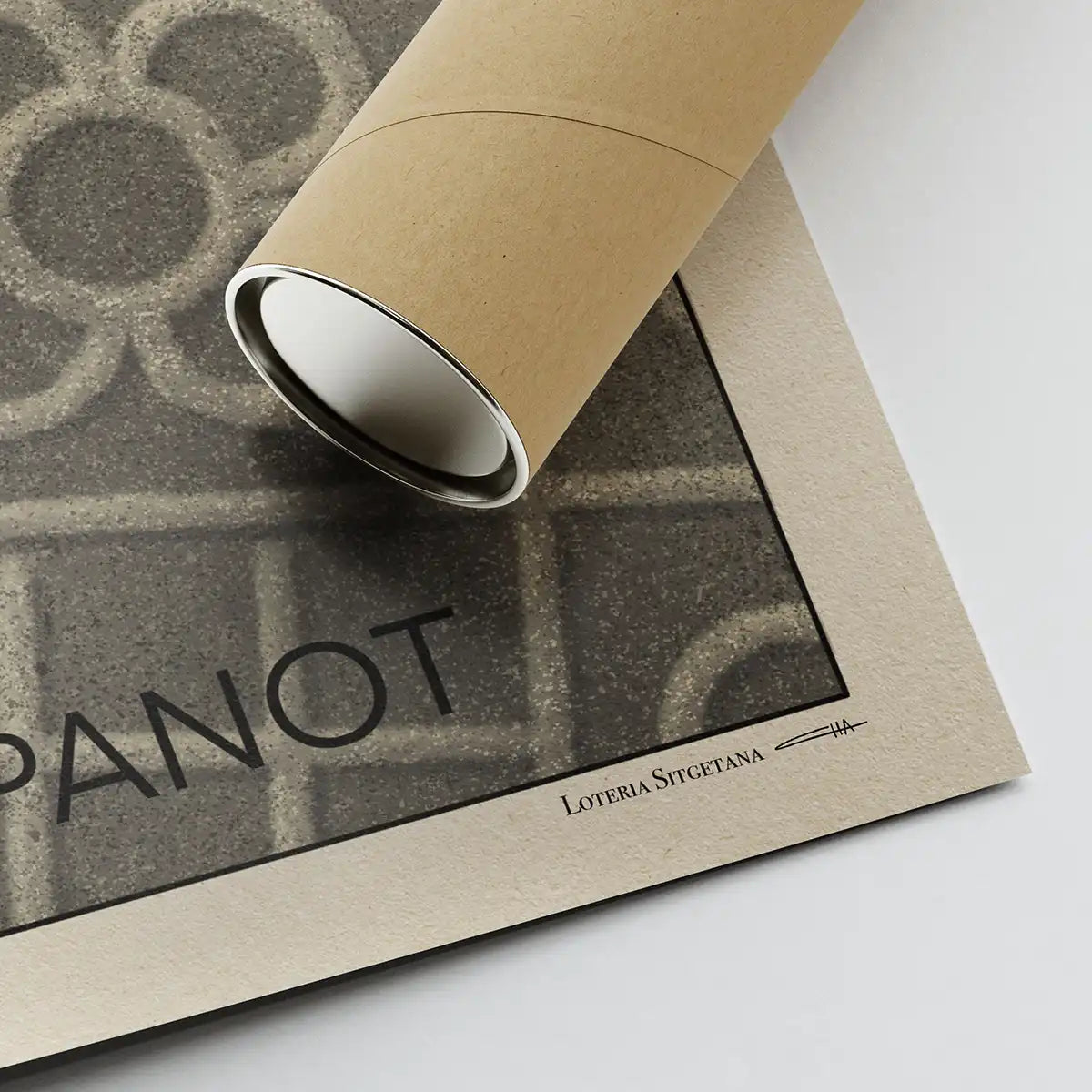 El Panot Barcelona poster detail with artist signature and eco friendly shipping tube