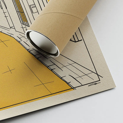 Carrer de la Carreta Sitges City Lines poster rolled in eco-friendly tube showing textured paper and minimalist Mediterranean street illustration