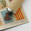 Close-up of the 'Loteria Sitgetana Verano' poster by Cha, showing the corner detail with the card 'El Oso' and 'La Bandera' next to a rolled-up poster tube