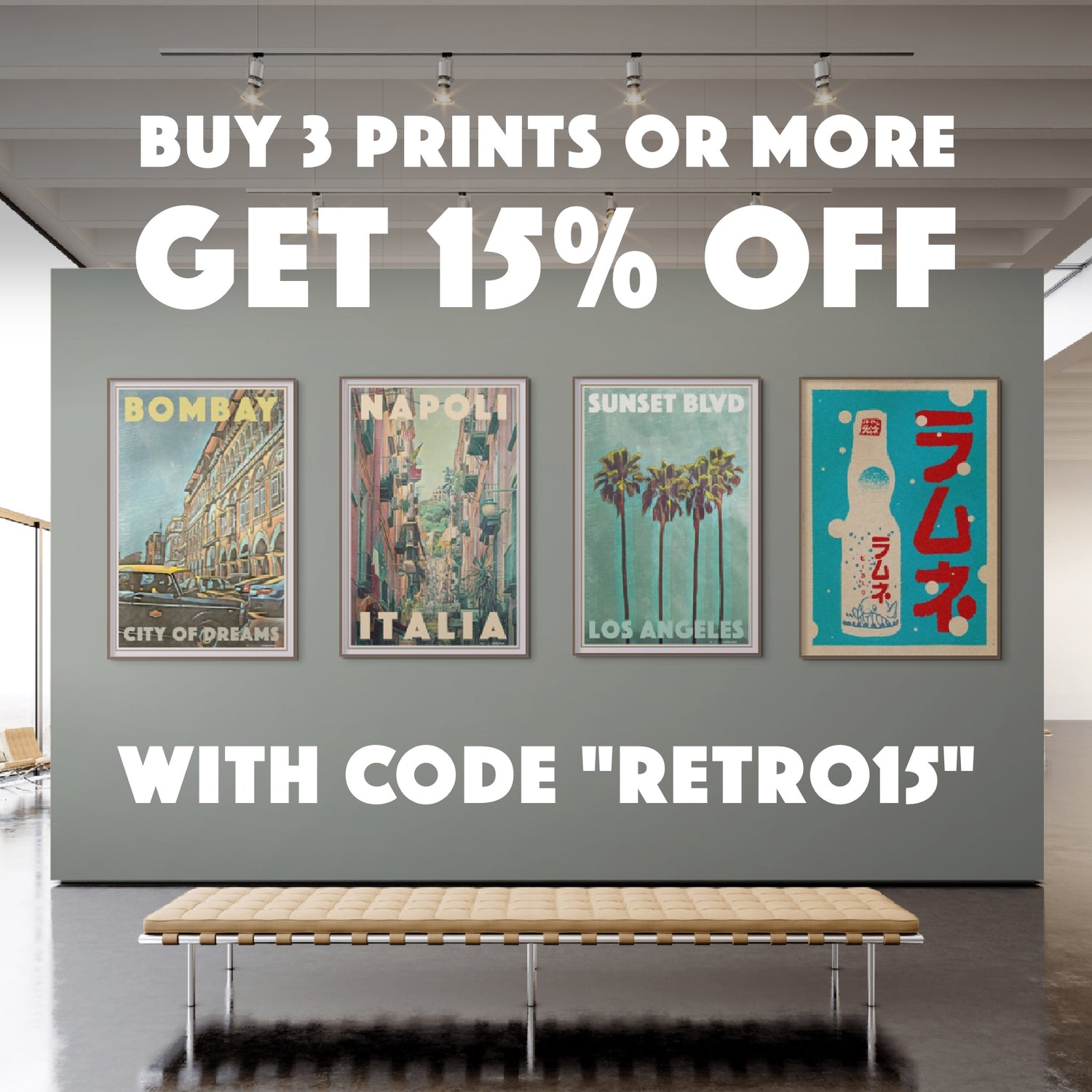 15% off deal on vintage travel posters