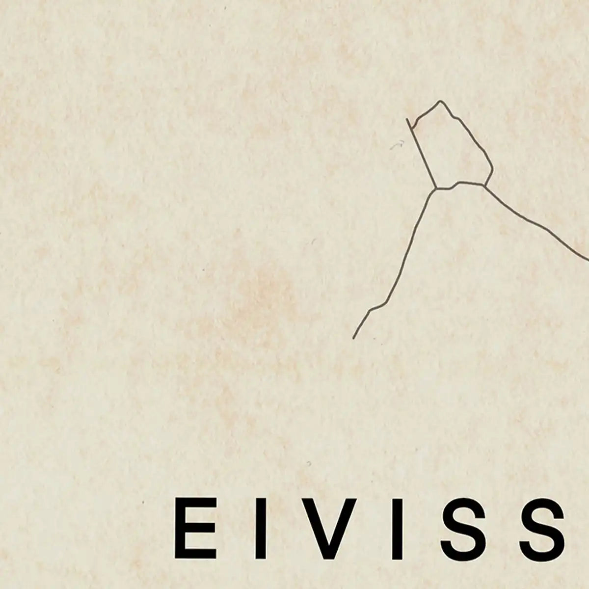 Close-up of the vintage-style Eivissa map poster