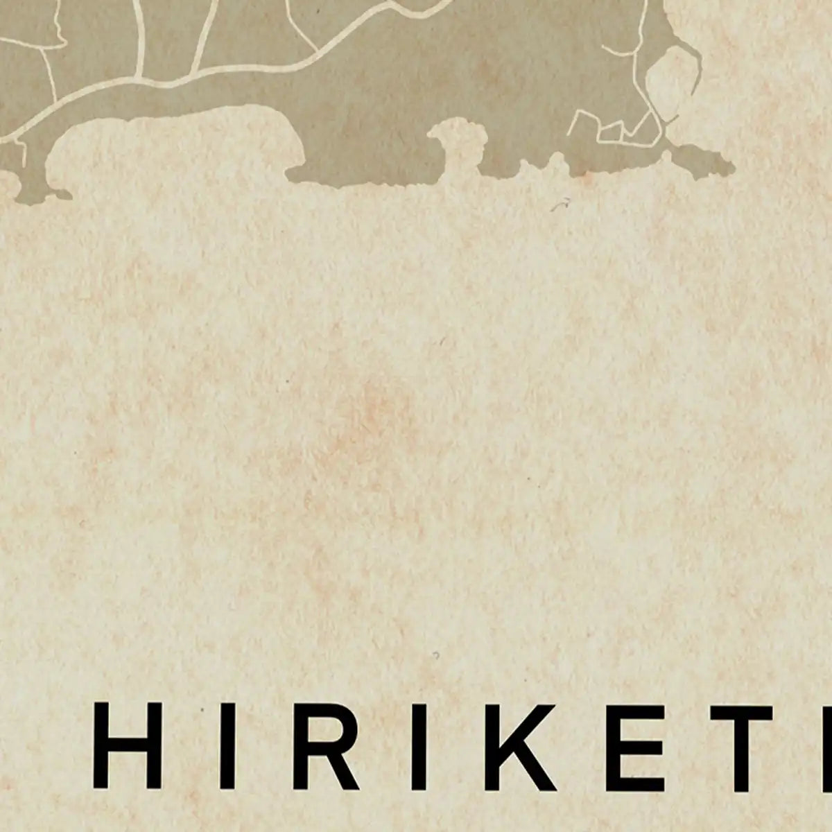 Close-up of the vintage Hiriketiya map poster, Sri Lanka poster limited edition