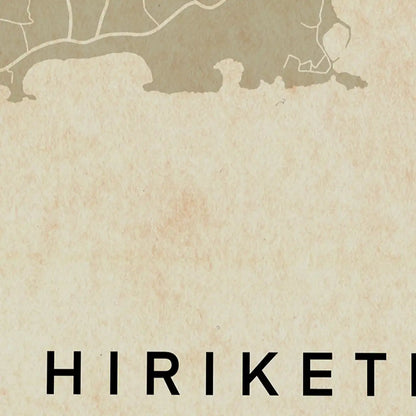 Close-up of the vintage Hiriketiya map poster, Sri Lanka poster limited edition