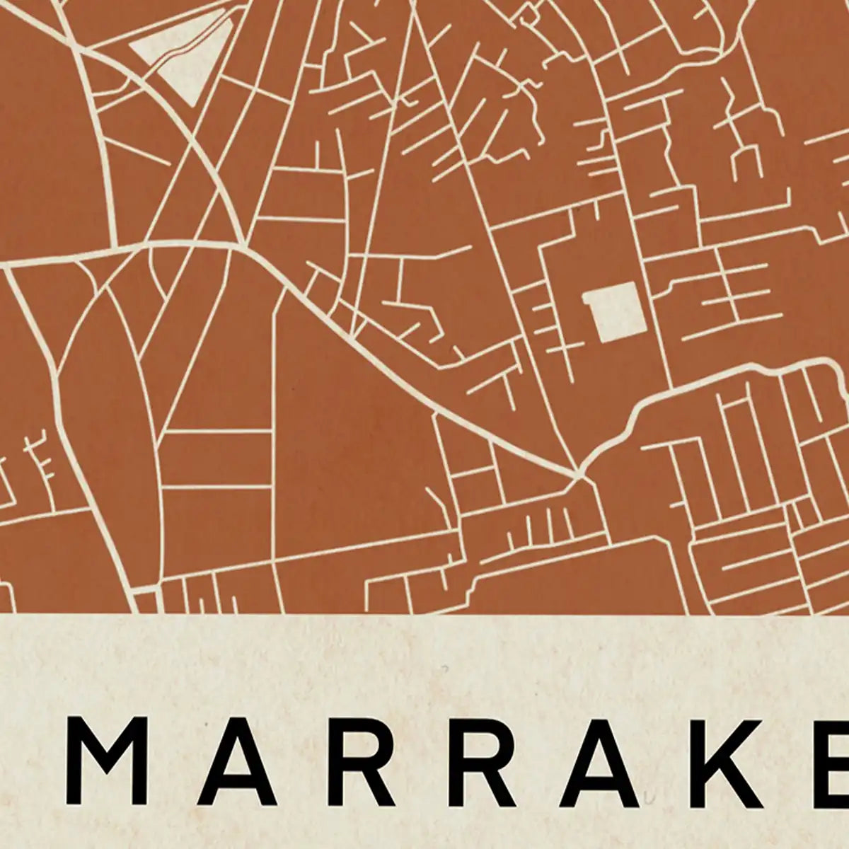 Close-up of the Marrakesh map poster