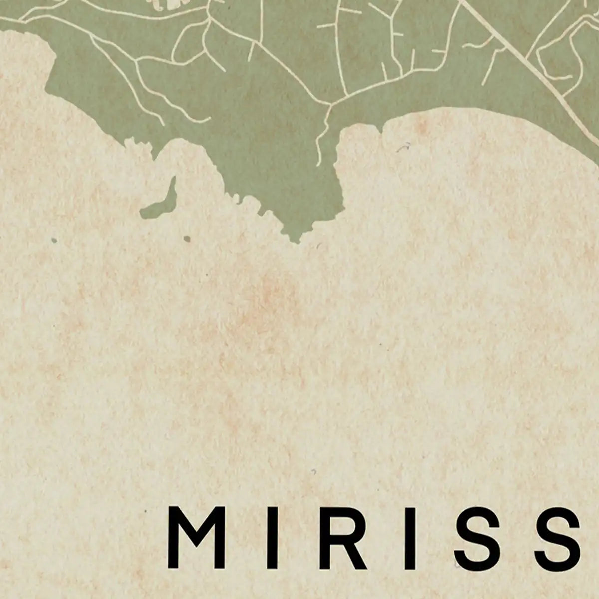 Close-up of the Mirissa map poster