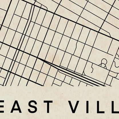 Close-up of vintage New York map of East Village poster