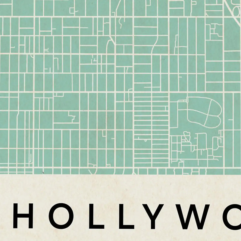 Close-up of the Hollywood Map by The Wanderer Maps™ x Cha