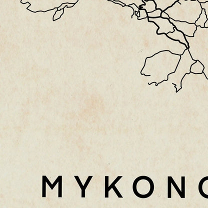 Close-up of the Mykonos map poster