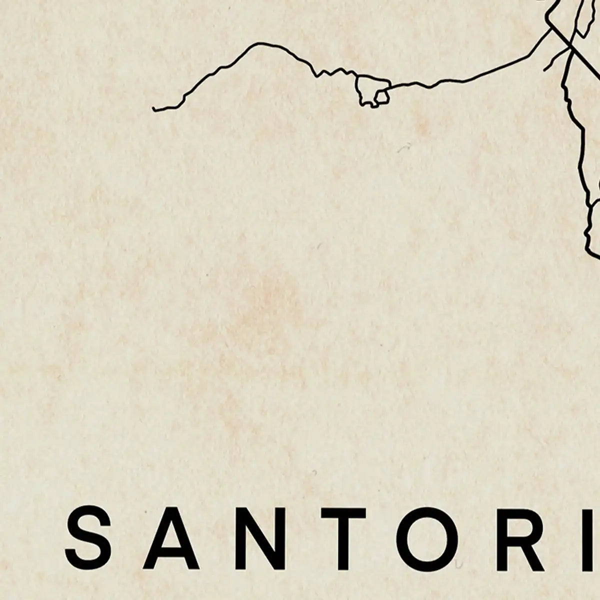 Close-up of the Santorini map poster