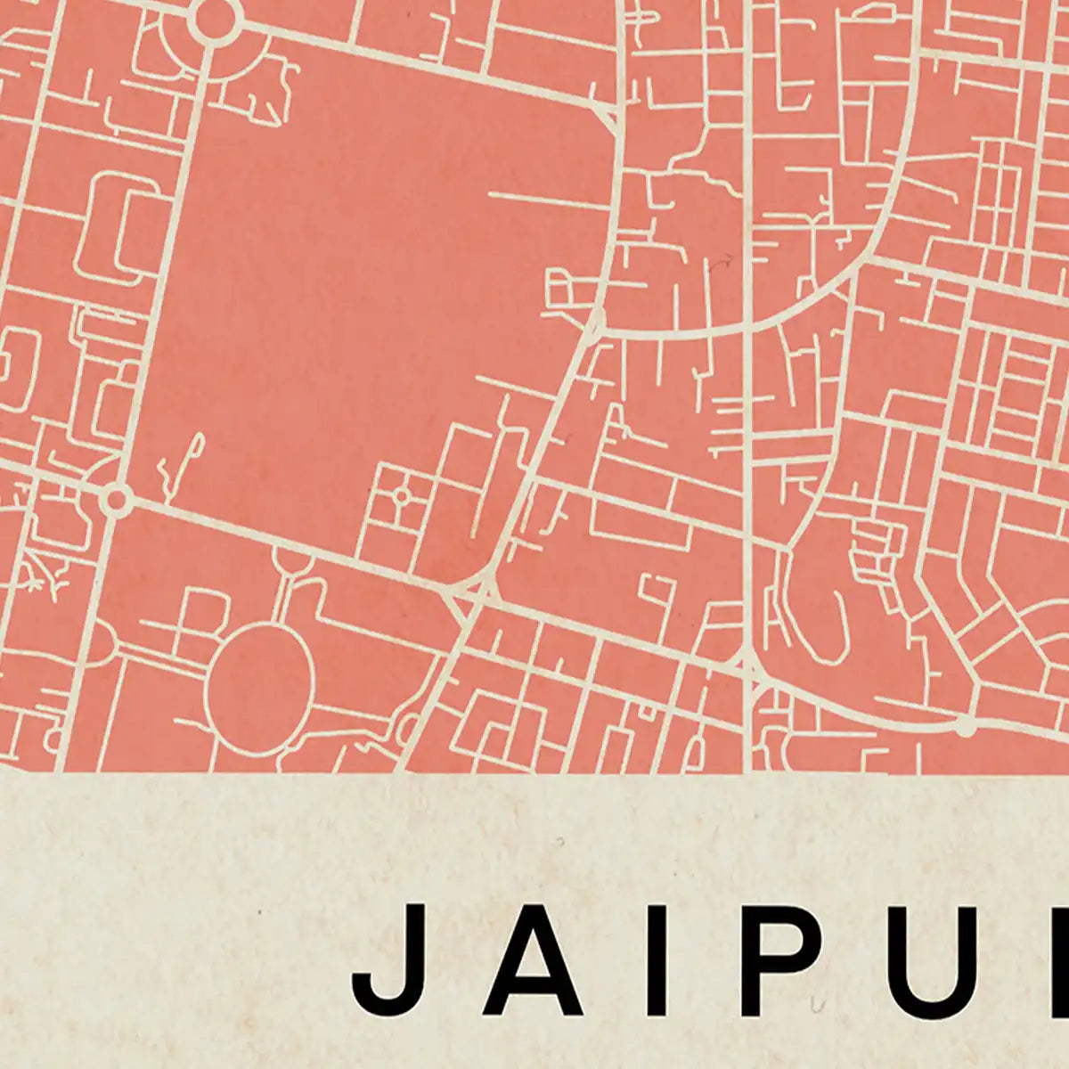 Close-up of Jaipur map poster