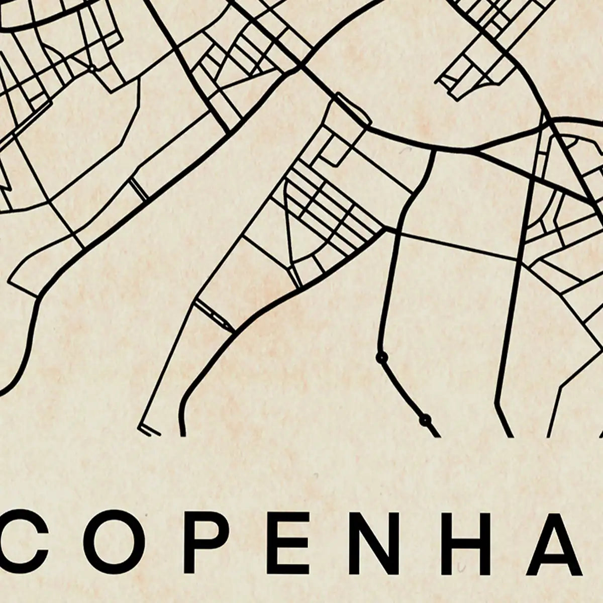 Close-up of Copenhagen map vintage poster