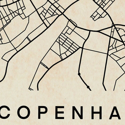 Close-up of Copenhagen map vintage poster