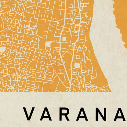 Close-up of Varanasi map poster