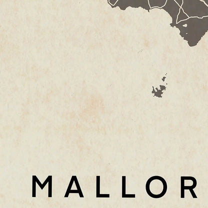 Close-up of the Mallorca map poster