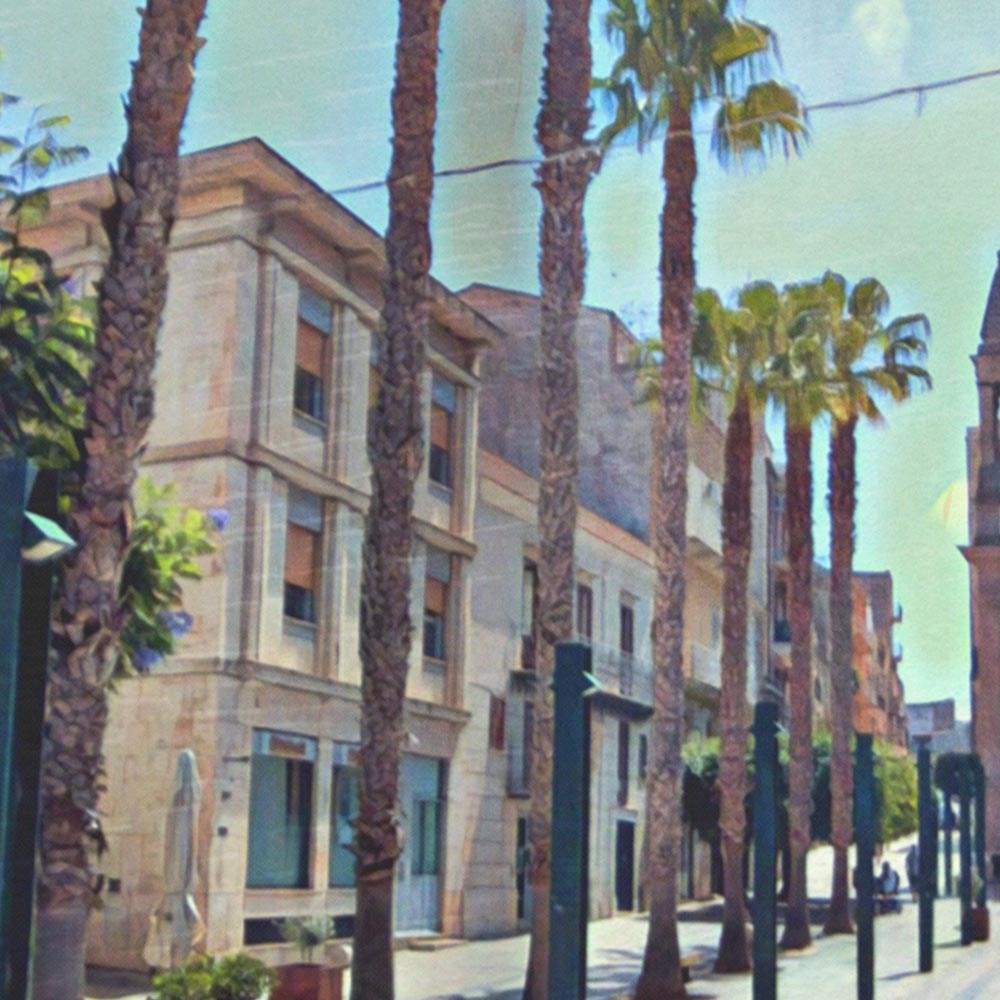 Sicily Travel Print – Alcamo Poster with Vintage Halftone Effect, Mediterranean Decor