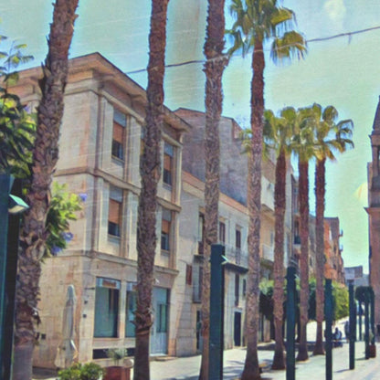 Sicily Travel Print – Alcamo Poster with Vintage Halftone Effect, Mediterranean Decor