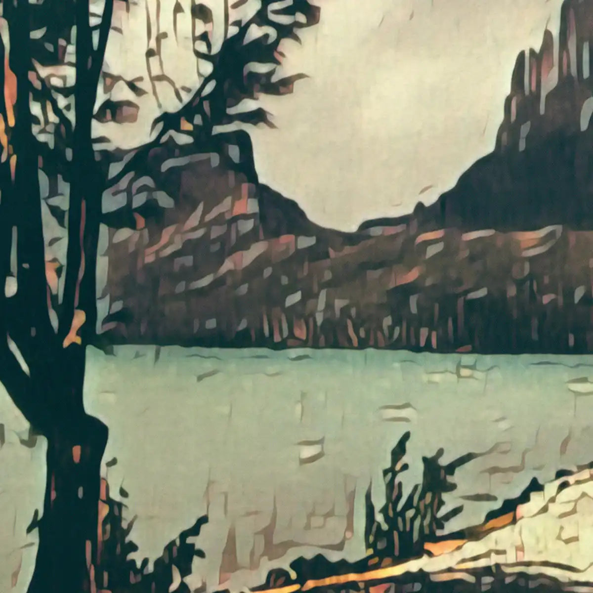 Detail of trees and sky from the Another Tahiti limited edition poster, Polynesia