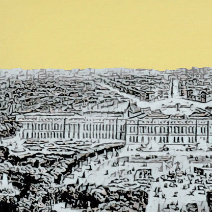 Close-up on Alecse's collector edition Versailles poster of the Castle and gardens