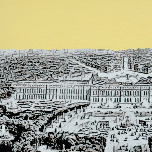Close-up on Alecse's collector edition Versailles poster of the Castle and gardens