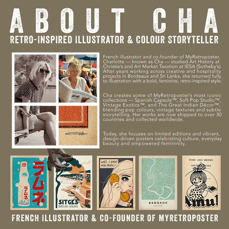 About Cha, Retro-Inspired Illustrator & Colour Storyteller