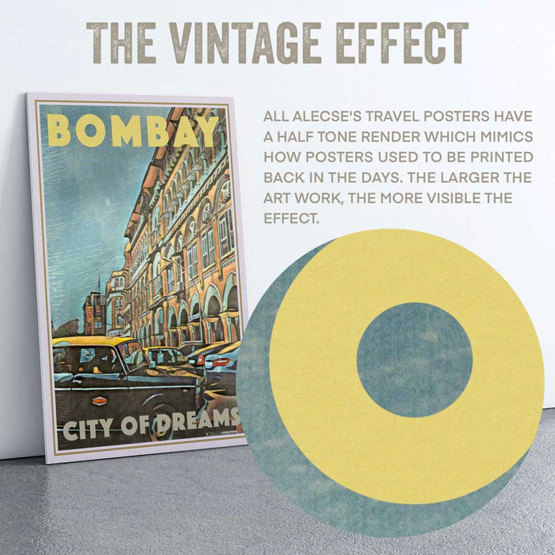 Close-up of the halftone effect in the BOMBAY CITY OF DREAMS poster by Alecse