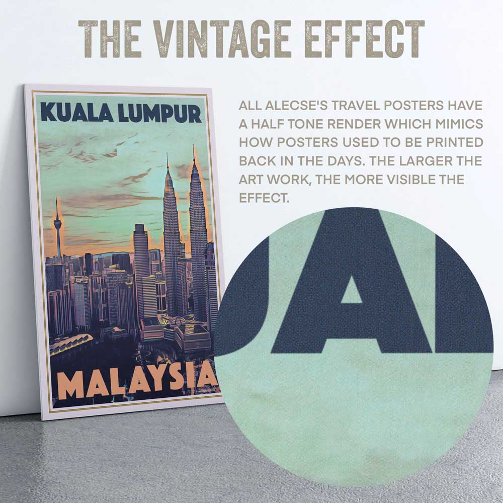 Macro detail of Alecse's half-tone render on Kuala Lumpur Malaysia Poster