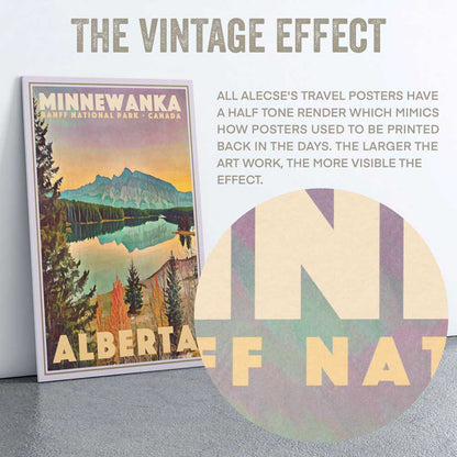 Macro detail of Alecse's half-tone render on Lake Minnewanka Poster