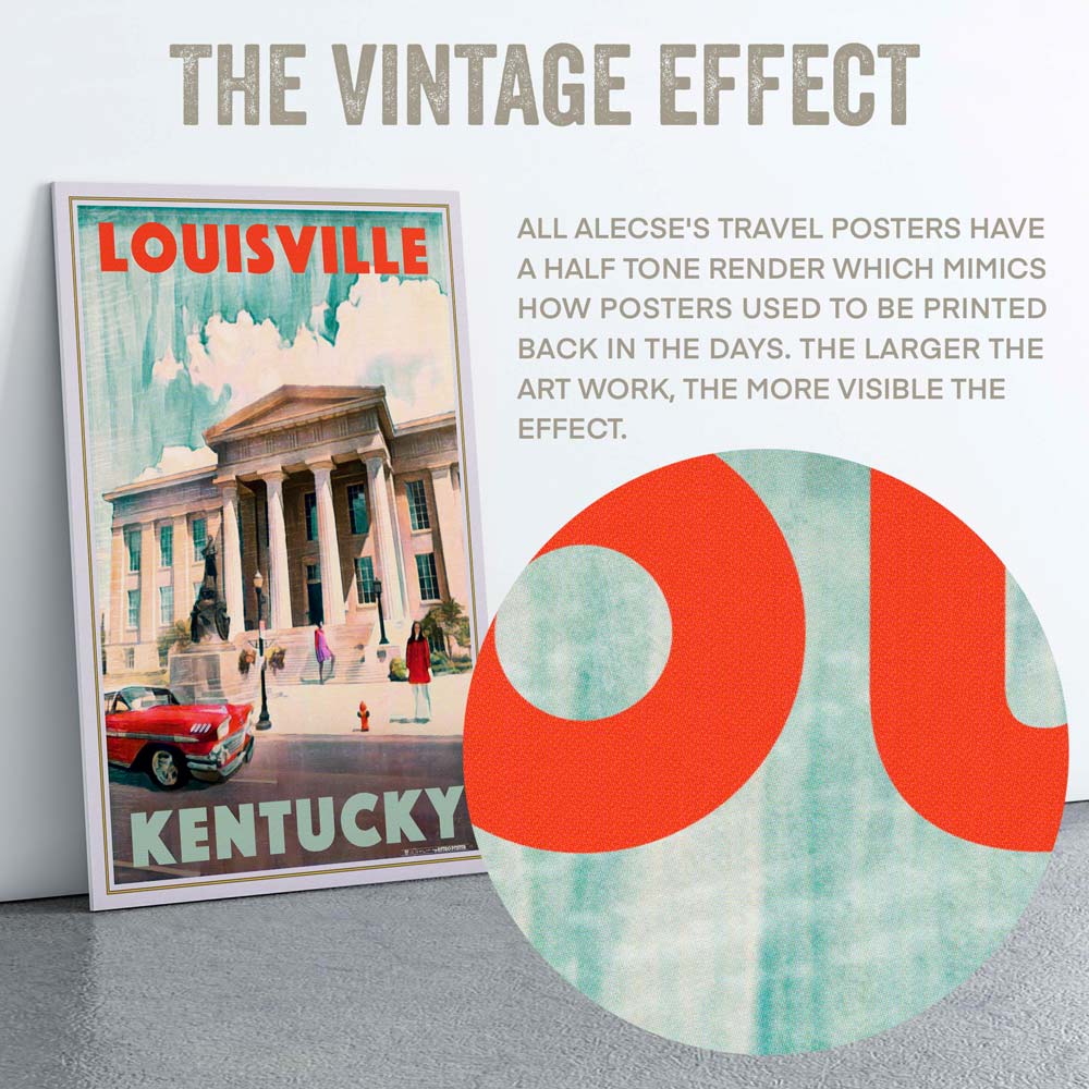 Close-up of the halt-tone render in the poster of Louisville Kentucky