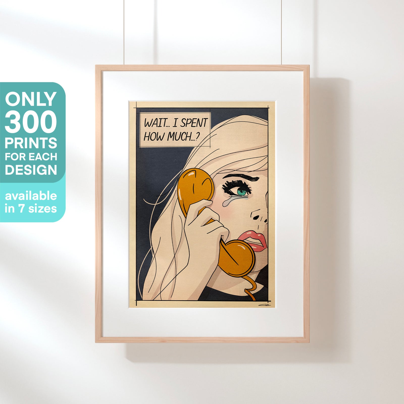 Stylish interior featuring the “Wait… I Spent How Much?” poster as a statement piece in a modern setting.